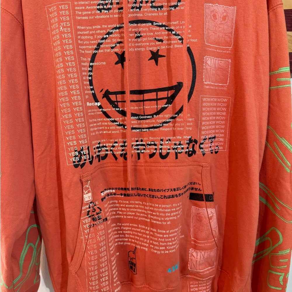 Snow Milk Men's Graphic Hoodie One of One, No More Like This 1 - Orange Size L - Picture 2 of 9
